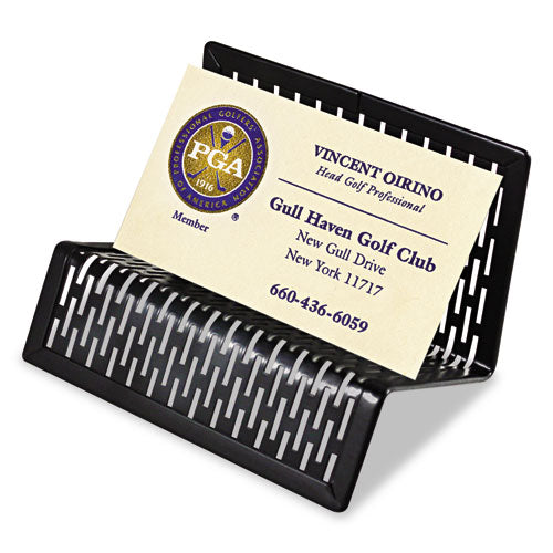 Artistic Urban Collection Punched Metal Business Card Holder, Holds 50 2 x 3.5 Cards, Perforated Steel, Black ART20001