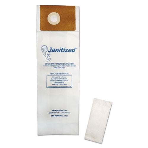 Janitized Vacuum Filter Bags Designed to Fit Advance Spectrum CarpetMaster, 100-Carton JAN-ADVSPEC-2(10)