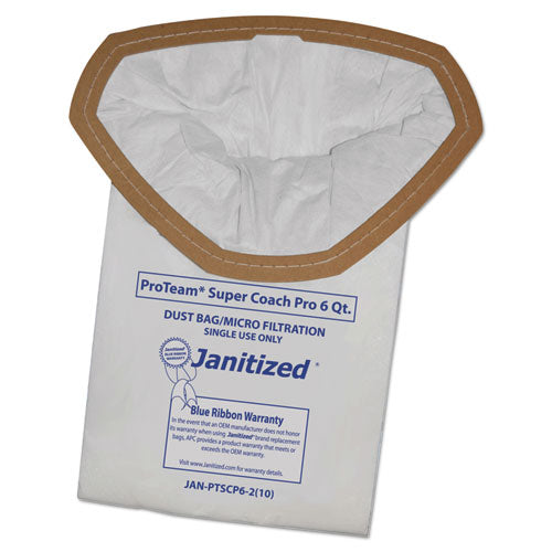 Janitized Vacuum Filter Bags Designed to Fit ProTeam Super Coach Pro 6-GoFree Pro, 100-CT JAN-PTSCP6-2(10)