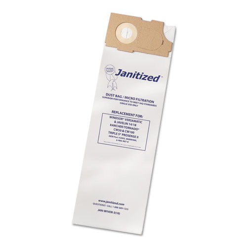 Janitized Vacuum Filter Bags Designed to Fit Windsor Versamatic, 100-CT JAN-WIVER-3(10)
