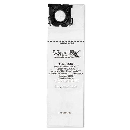 VacFX Vacuum Filter Bags Designed to Fit Windsor Sensor S-S2-XP-Veramatic Plus, 100-CT VFX-WI5300-3(10)