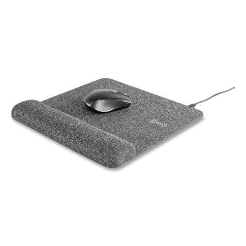 Allsop Powertrack Plush Wireless Charging Mousepad with Wrist Rest, 11.8 x 11.6 x 1.88, Gray 32304