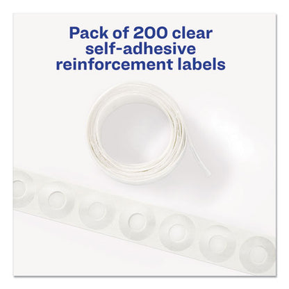Avery Dispenser Pack Hole Reinforcements, 1-4" Dia, Clear, 200-Pack, (5721) 05721