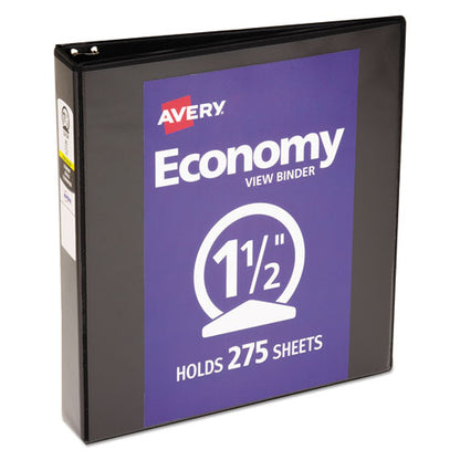 Avery Economy View Binder with Round Rings , 3 Rings, 1.5" Capacity, 11 x 8.5, Black, (5725) 05725
