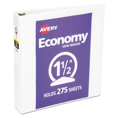 Avery Economy View Binder with Round Rings , 3 Rings, 1.5" Capacity, 11 x 8.5, White, (5726) 05726