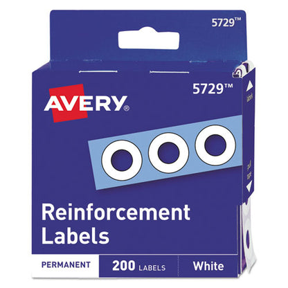 Avery Dispenser Pack Hole Reinforcements, 1-4" Dia, White, 200-Pack, (5729) 05729