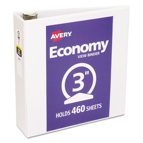 Avery Economy View Binder with Round Rings , 3 Rings, 3" Capacity, 11 x 8.5, White, (5741) 05741