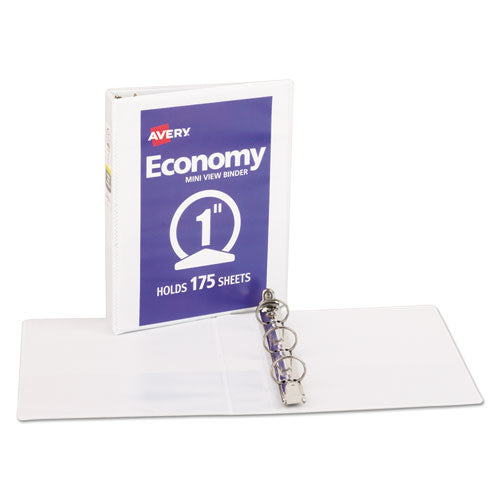 Avery Economy View Binder with Round Rings , 3 Rings, 1" Capacity, 8.5 x 5.5, White, (5806) 05806