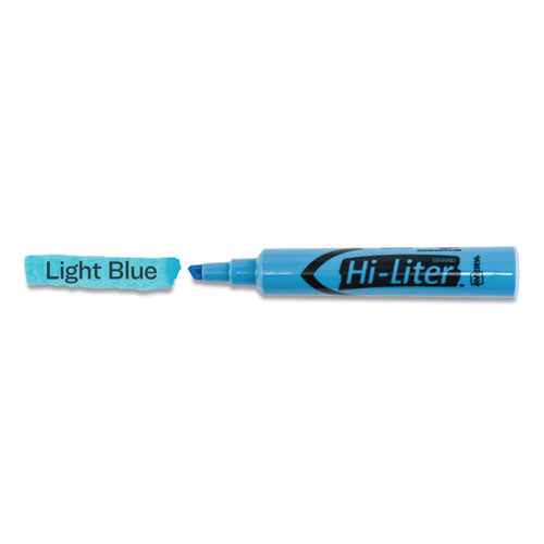 Avery HI-LITER Desk-Style Highlighters, Light Blue Ink, Chisel Tip, Light Blue-Black Barrel, Dozen 07746