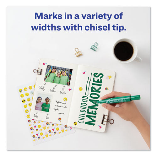 Avery MARKS A LOT Regular Desk-Style Permanent Marker, Broad Chisel Tip, Green, Dozen (7885) 07885