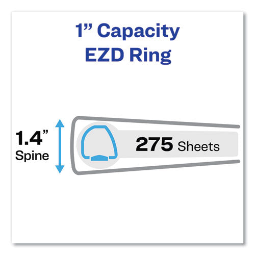 Avery Durable Non-View Binder with DuraHinge and EZD Rings, 3 Rings, 1" Capacity, 11 x 8.5, Black, (8302) 08302