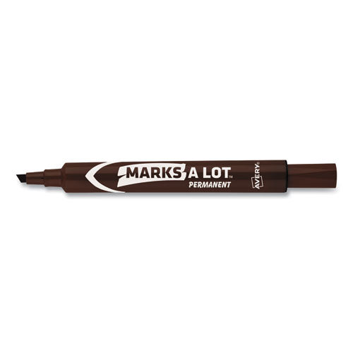 Avery MARKS A LOT Large Desk-Style Permanent Marker, Broad Chisel Tip, Brown, Dozen (8881) 08881
