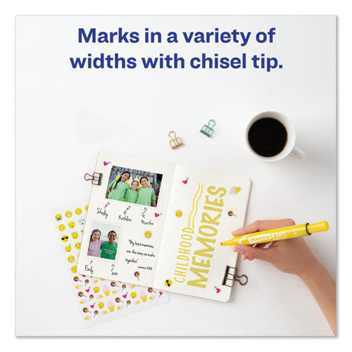 Avery MARKS A LOT Large Desk-Style Permanent Marker, Broad Chisel Tip, Yellow, Dozen (8882) 08882