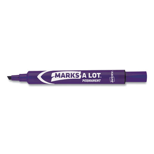 Avery MARKS A LOT Large Desk-Style Permanent Marker, Broad Chisel Tip, Purple, Dozen (8884) 08884