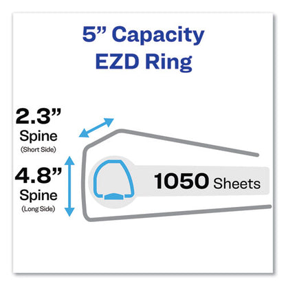 Avery Durable Non-View Binder with DuraHinge and EZD Rings, 3 Rings, 5" Capacity, 11 x 8.5, Black, (8901) 08901