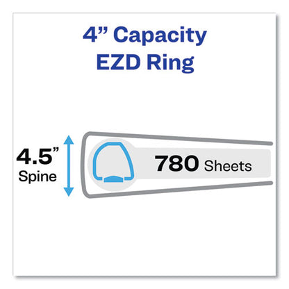 Avery Durable View Binder with DuraHinge and EZD Rings, 3 Rings, 4" Capacity, 11 x 8.5, Black, (9800) 09800