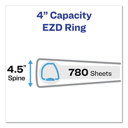 Avery Durable View Binder with DuraHinge and EZD Rings, 3 Rings, 4" Capacity, 11 x 8.5, White, (9801) 09801