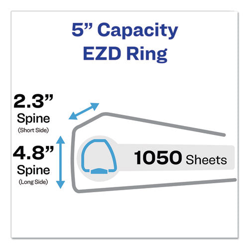 Avery Durable View Binder with DuraHinge and EZD Rings, 3 Rings, 5" Capacity, 11 x 8.5, Black, (9900) 09900