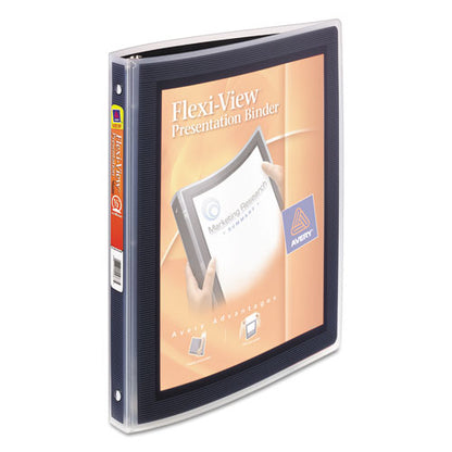 Avery Flexi-View Binder with Round Rings, 3 Rings, 0.5" Capacity, 11 x 8.5, Black 15767