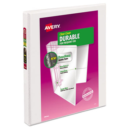 Avery Durable View Binder with DuraHinge and Slant Rings, 3 Rings, 0.5" Capacity, 11 x 8.5, White 17002