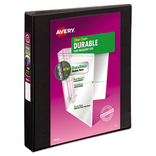 Avery Durable View Binder with DuraHinge and Slant Rings, 3 Rings, 1" Capacity, 11 x 8.5, Black 17011