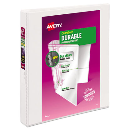 Avery Durable View Binder with DuraHinge and Slant Rings, 3 Rings, 1" Capacity, 11 x 8.5, White 17012