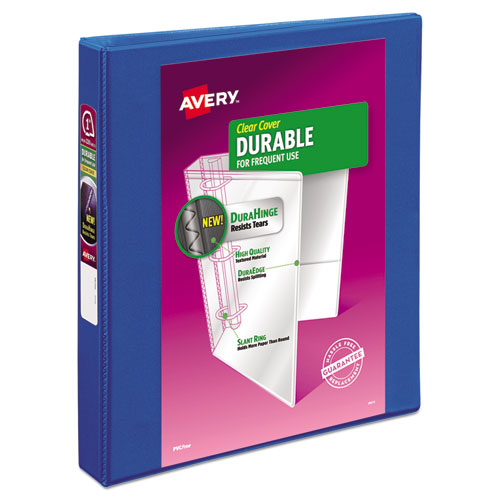 Avery Durable View Binder with DuraHinge and Slant Rings, 3 Rings, 1" Capacity, 11 x 8.5, Blue 17014