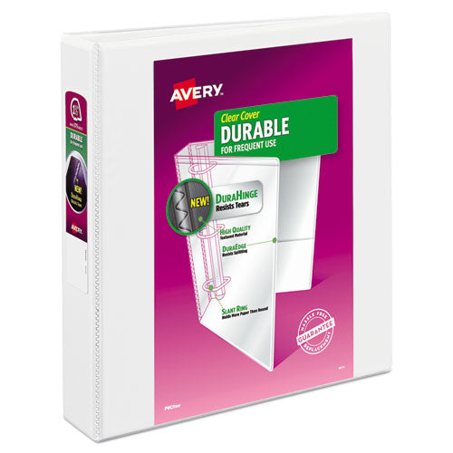 Avery Durable View Binder with DuraHinge and Slant Rings, 3 Rings, 1.5" Capacity, 11 x 8.5, White 17022
