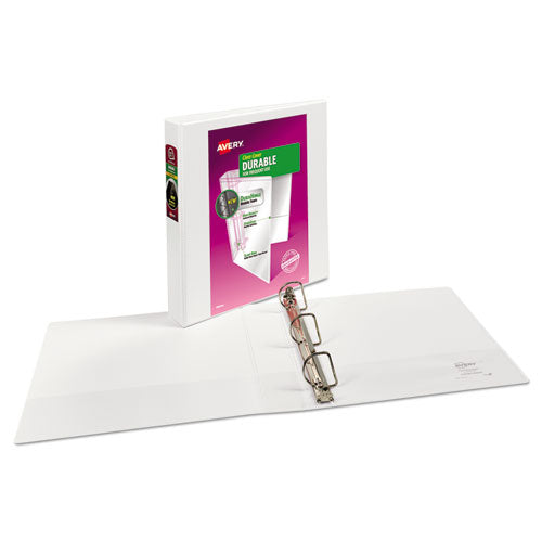 Avery Durable View Binder with DuraHinge and Slant Rings, 3 Rings, 1.5" Capacity, 11 x 8.5, White 17022