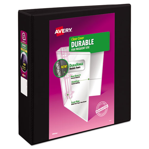 Avery Durable View Binder with DuraHinge and Slant Rings, 3 Rings, 2" Capacity, 11 x 8.5, Black 17031