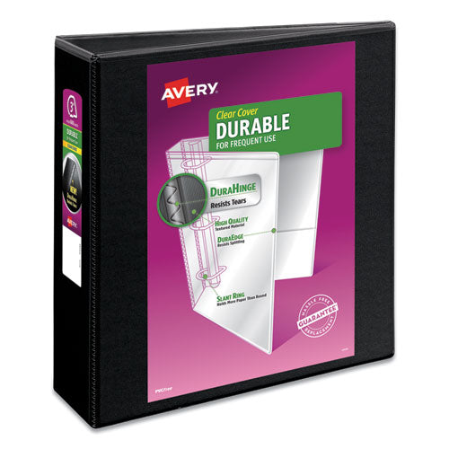 Avery Durable View Binder with DuraHinge and Slant Rings, 3 Rings, 3" Capacity, 11 x 8.5, Black 17041