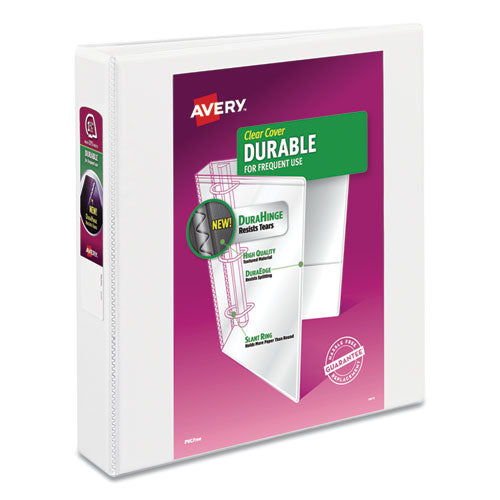 Avery Durable View Binder with DuraHinge and Slant Rings, 3 Rings, 1.5" Capacity, 11 x 8.5, White, 4-Pack 17576