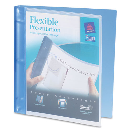Avery Flexible View Binder with Round Rings, 3 Rings, 0.5" Capacity, 11 x 8.5, Blue 17670