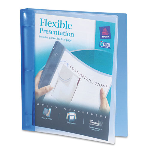 Avery Flexible View Binder with Round Rings, 3 Rings, 1" Capacity, 11 x 8.5, Blue 17675