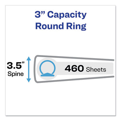 Avery Showcase Economy View Binder with Round Rings, 3 Rings, 3" Capacity, 11 x 8.5, White 19751