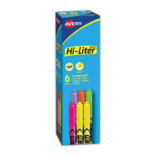 Avery HI-LITER Pen-Style Highlighters, Assorted Ink Colors, Chisel Tip, Assorted Barrel Colors, 6-Set 23565