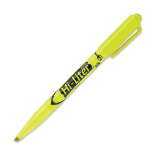 Avery HI-LITER Pen-Style Highlighters, Fluorescent Yellow Ink, Chisel Tip, Yellow-Black Barrel, Dozen 23591