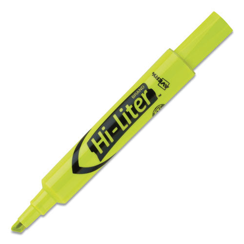 Avery HI-LITER Desk-Style Highlighters, Fluorescent Yellow Ink, Chisel Tip, Yellow-Black Barrel, Dozen 24000