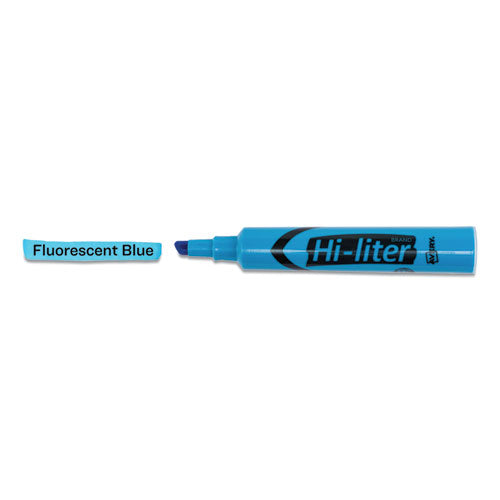 Avery HI-LITER Desk-Style Highlighters, Fluorescent Blue Ink, Chisel Tip, Blue-Black Barrel, Dozen 24016