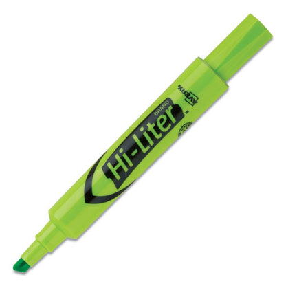 Avery HI-LITER Desk-Style Highlighters, Fluorescent Green Ink, Chisel Tip, Green-Black Barrel, Dozen 24020