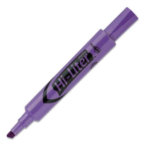 Avery HI-LITER Desk-Style Highlighters, Fluorescent Purple Ink, Chisel Tip, Purple-Black Barrel, Dozen 24060