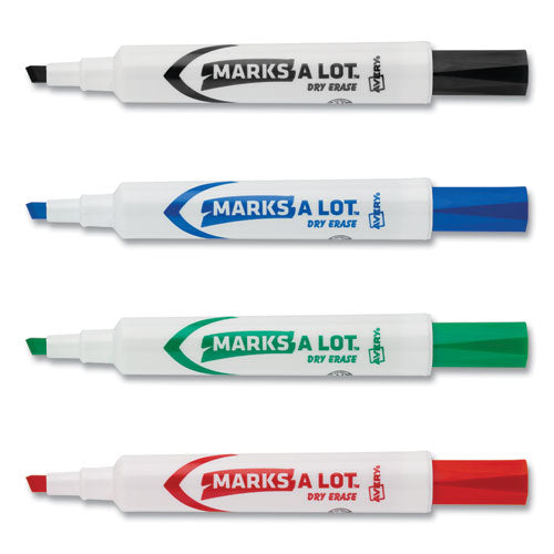 Avery MARKS A LOT Desk-Style Dry Erase Marker, Broad Chisel Tip, Assorted Colors, 4-Set (24409) 24409