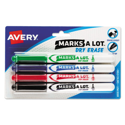 Avery MARKS A LOT Pen-Style Dry Erase Markers, Medium Bullet Tip, Assorted Colors, 4-Set (24459) 24459