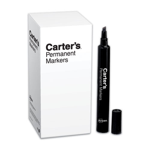 Carter's Large Desk Style Permanent Marker, Broad Chisel Tip, Black, Dozen 27178