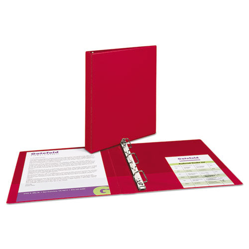 Avery Durable Non-View Binder with DuraHinge and Slant Rings, 3 Rings, 1" Capacity, 11 x 8.5, Red 27201