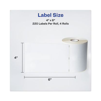 Avery Multipurpose Thermal Labels, 4 x 6, White, 220-Roll, 4 Rolls-Pack 04157