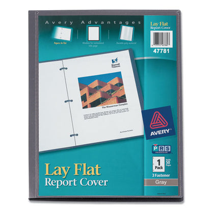Avery Lay Flat View Report Cover, Flexible Fastener, 0.5" Capacity, 8.5 x 11, Clear-Gray 47781