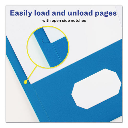 Avery Two-Pocket Folder, Prong Fastener, 0.5" Capacity, 11 x 8.5, Light Blue, 25-Box 47976