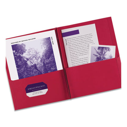 Avery Two-Pocket Folder, Prong Fastener, 0.5" Capacity, 11 x 8.5, Red, 25-Box 47979