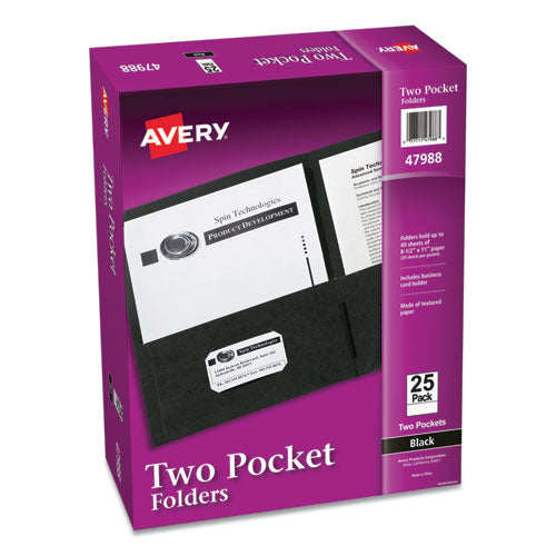 Avery Two-Pocket Folder, 40-Sheet Capacity, 11 x 8.5, Black, 25-Box 47988